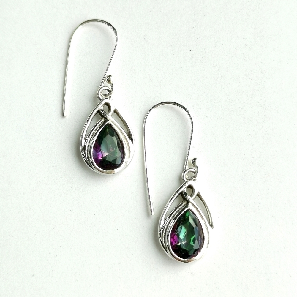 Teardrop shaped Mystic Topaz earrings in Sterling Silver 🆕
